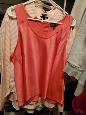 NWOT J. Crew Coral Sleeveless Blouse with Gold button back detail